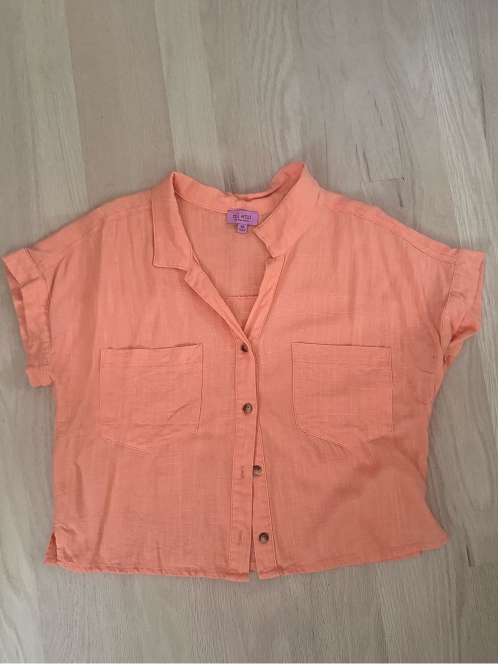 Lightweight Orange Button-Front Women’s Top